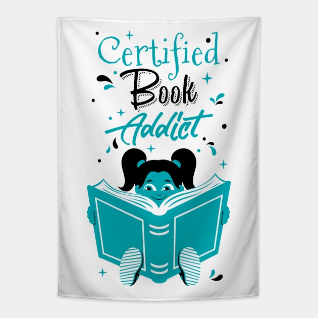 Book Addict Girl White Tapestry by Malchev