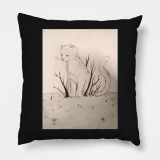 Large cat in forest Pillow