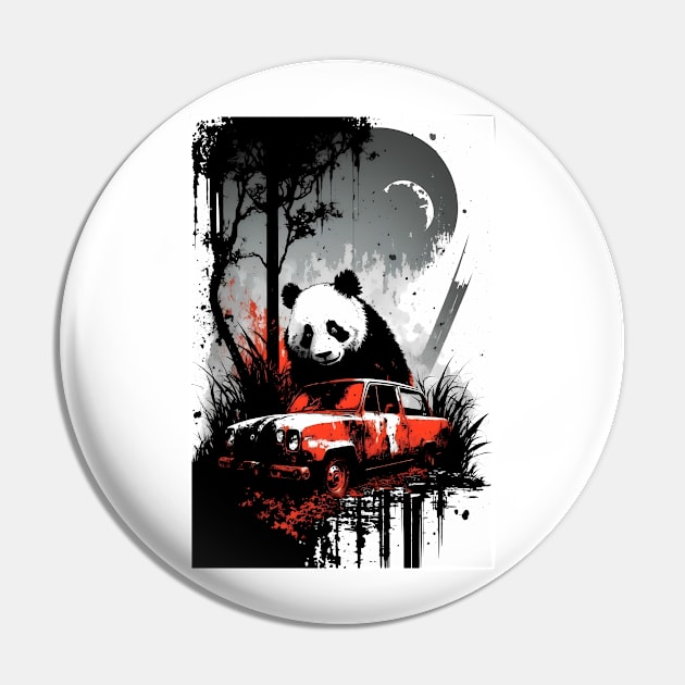 Panda Behind A Rusted Car Pin by TortillaChief