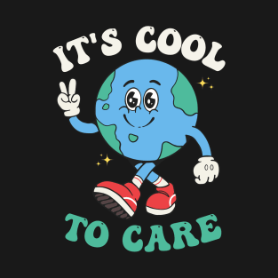 Earth Day It's Cool To Care Groovy Retro 2024 Earth Day T-Shirt