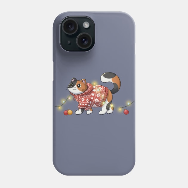 Festive Calico Cat Phone Case by Meowrye