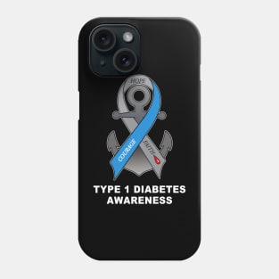 Type 1 Diabetes Ribbon Anchor of Hope Phone Case