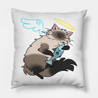 Fluffy Siamese Cat Angel Pillow
