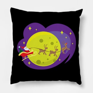 Santa's sleigh in front Moon Pillow