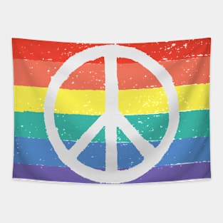 RAINBOW WITH PEACE SIGN Tapestry