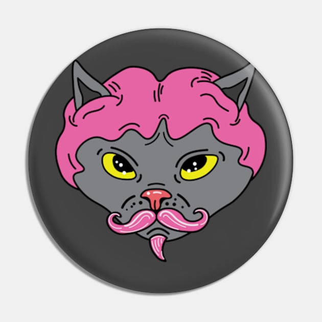 Cat with wig, hairless cat with wig, cat with a mustache Pin by Sourdigitals