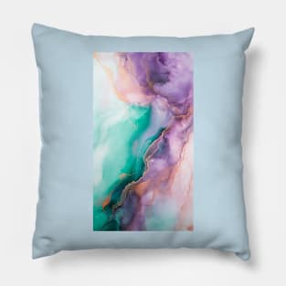 Emerald lavender and rose gold marble texture tile Pillow