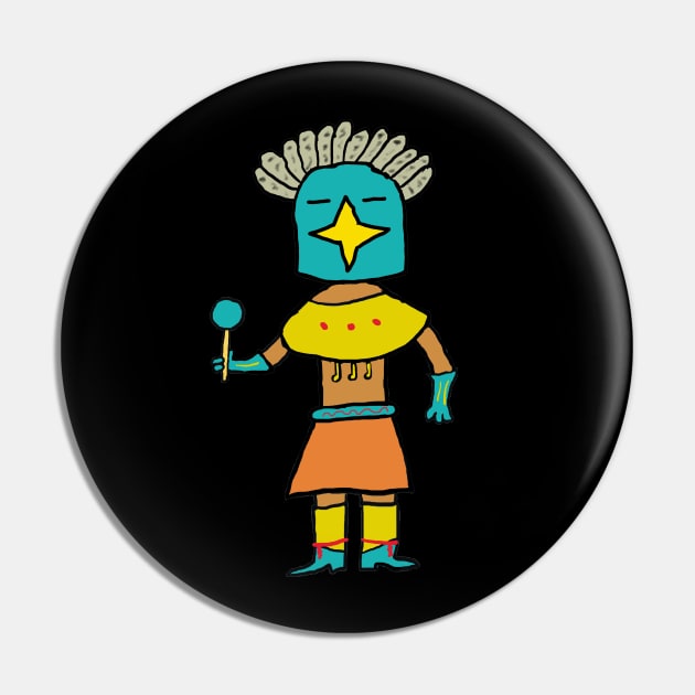 Hopi Doll Blue Star Kachina Pin by Mark Ewbie