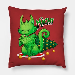 the michi the cat that hates christmas Pillow