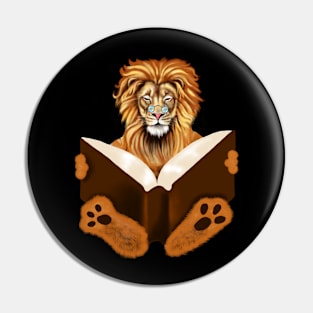 Geek Lion Reading Book Pin