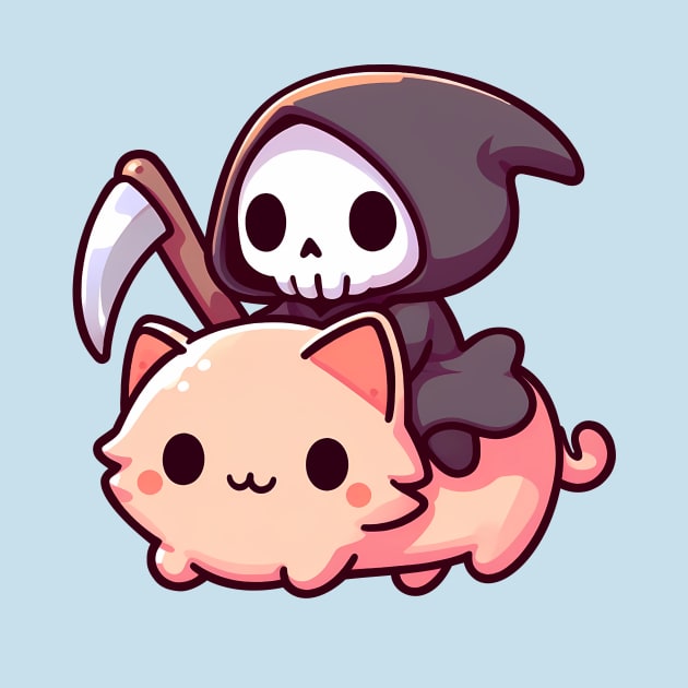 The Grim Reaper riding a cute cat by ArtisticBox