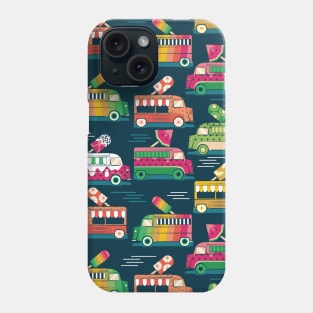 Frutalicious ice cream trucks // pattern // navy blue background multicolored fruit popsicles Phone Case