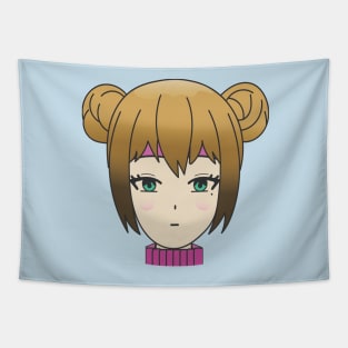 ANIME BRUNETTE GIRL GREEN EYES DESIGN Tapestry