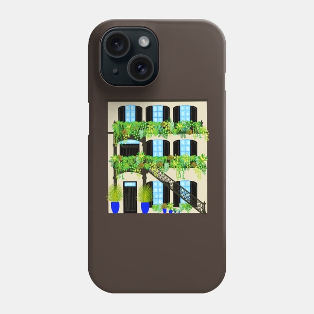 Black and cream house with plants Phone Case by jenblove