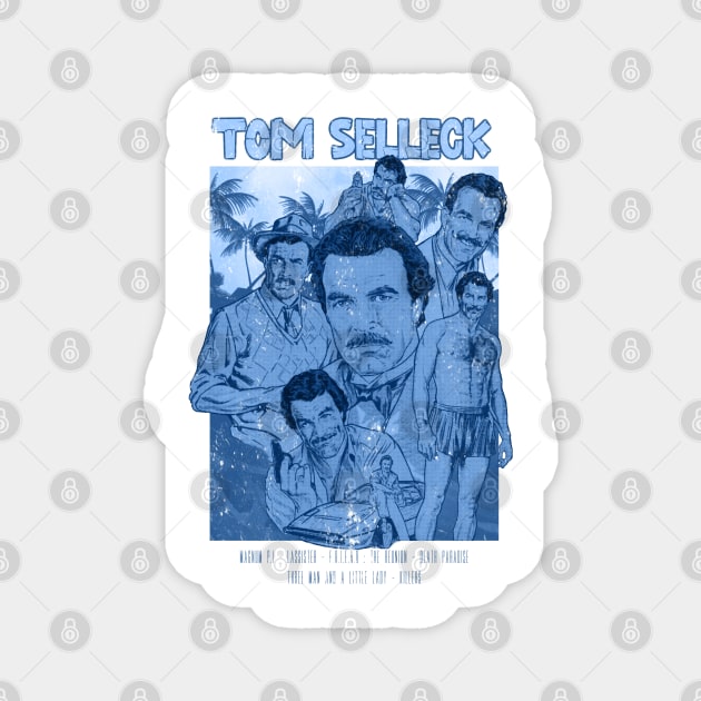 Tom Selleck Aesthetic 80s Retro Tropical Magnet by Dayat The Thunder