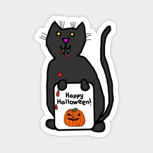 Small Vampire Cat with Halloween Horror Card Magnet