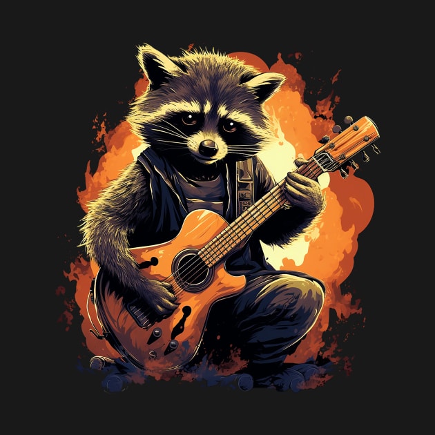 raccoon play guitar by piratesnow