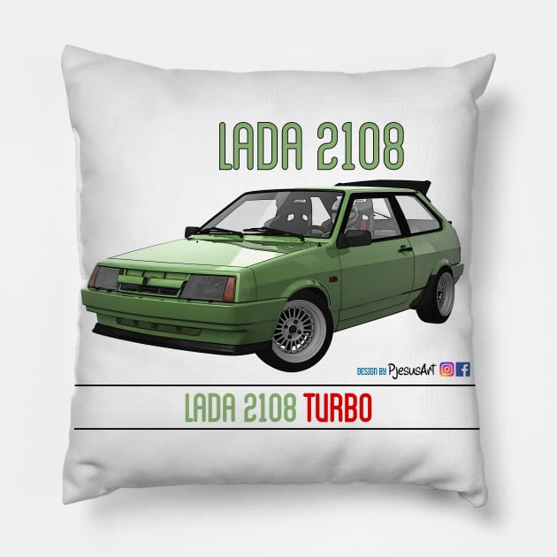 Lada 2108 Turbo Fern Green Pillow by PjesusArt