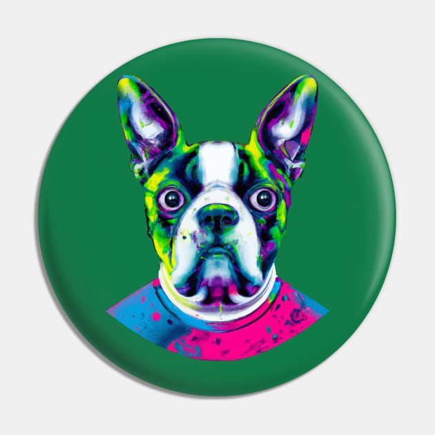 Boston Terrier Dog Boston Bull Artwork Pin by Furrban