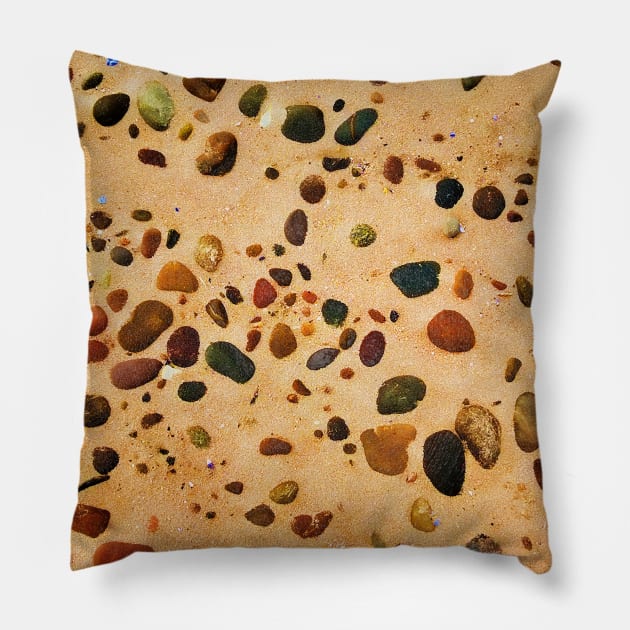 Beach Stones Abstract 13 Pillow by dhphotography