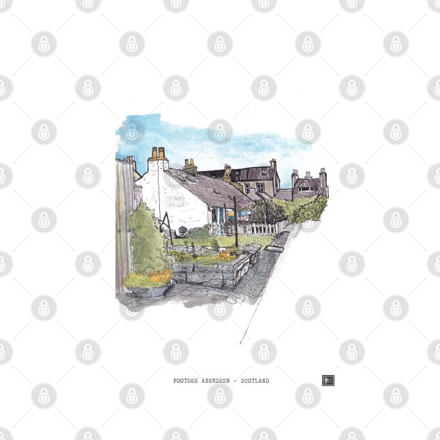 Footdee Aberdeen Town Scotland Watercolor Illustration by Wall-Art-Sketch