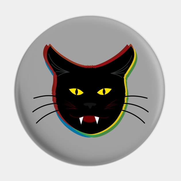 rainbow black cat Pin by necroembers art