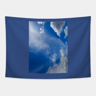 Fluffy white cloud shapes at blue sky. Tapestry