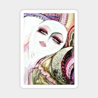 PASTEL  DOLLY GIRL IN THE MOON  GOLD  ART DECO POSTER DESIGN PRINT Magnet
