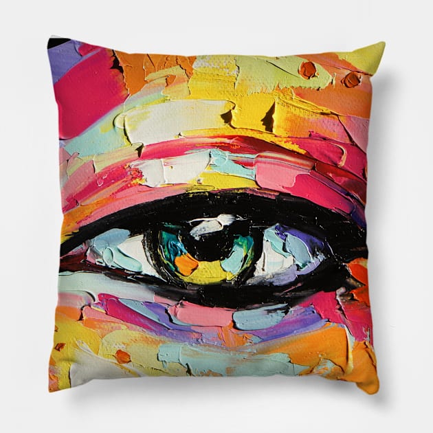 Oil painting of a big eye. Pillow by MariDein