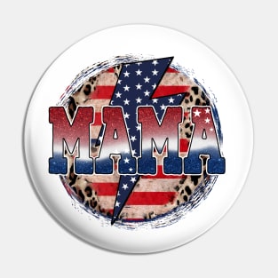 Retro Mama Leopard 4Th Of July Patriotic American Mama Pin