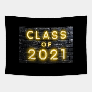 Class of 2021 Neon Sign Yellow Tapestry