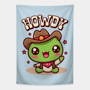 Howdy Frog Kawaii Cowboy Toad With a Hat Tapestry