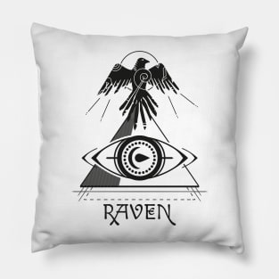 Raven Pyramid Seeing Eye Tattoo Style Pillow