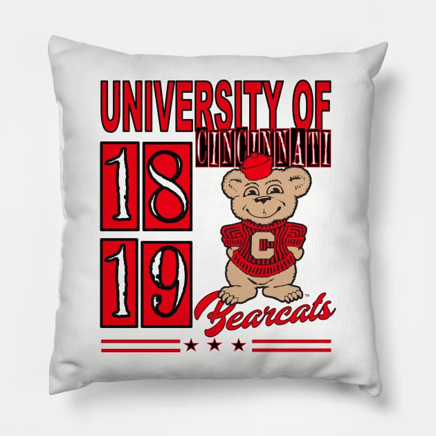 Cincinnati university apparel Pillow by Borcelle Vintage Apparel 