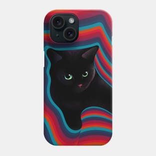 black cat extending his arms Phone Case
