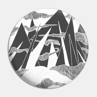 Mountain landscape - Chalkboard style, outdoors, adventure Pin