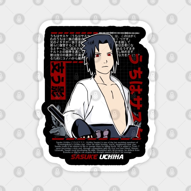 Uchiha Sasuke Sharingan Cool Art Magnet by Otaku Vibes