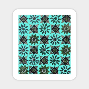 Retro Outer Space 1950s, 1960s pattern in teal blue Magnet