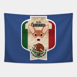 Chihuahua - Distressed Mexican Chihuahua Beer Label Design Tapestry