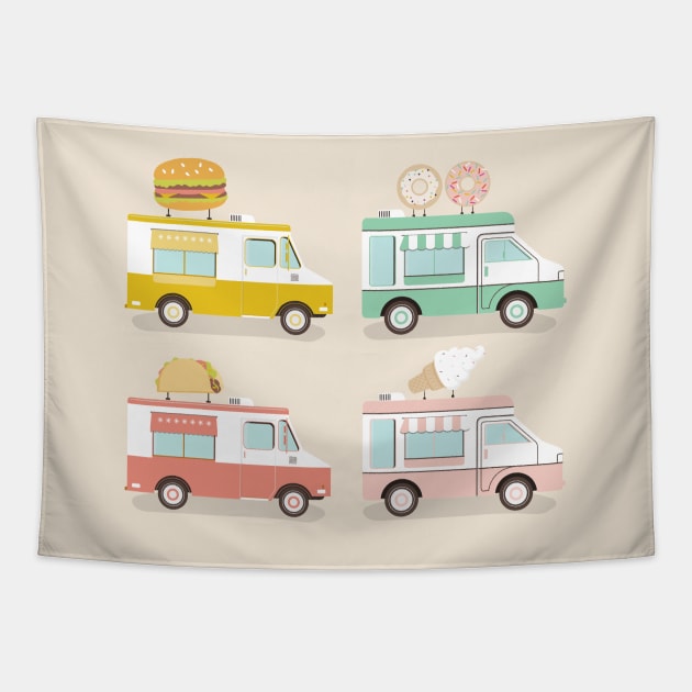 Food Trucks Tapestry by allisonromerodesign