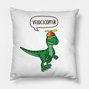 Velocicopter - dinosaur velociraptor pun Pillow