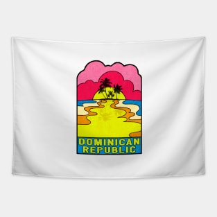 Dominican Republic Groovy Sunset 70's Hippie Hippy Vintage Tapestry