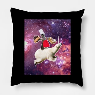 Lemur Riding Bear Unicorn Eating Cake Pillow