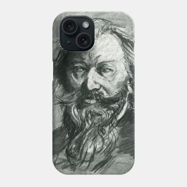 Johannes Brahms - charcoal portrait Phone Case by Karolina Studena-art