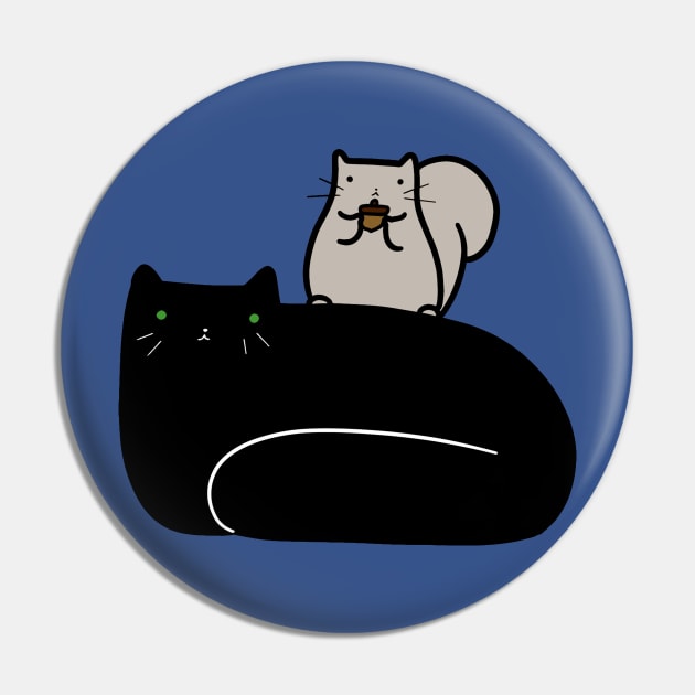 Squirrel and Black Cat Pin by saradaboru