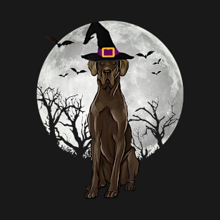 Scary Black Great Dane Dog Witch Hat Halloween T-Shirt