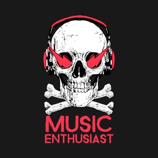 Music Enthusiast DJ Skull (Headphone with Electric Eyes) T-Shirt