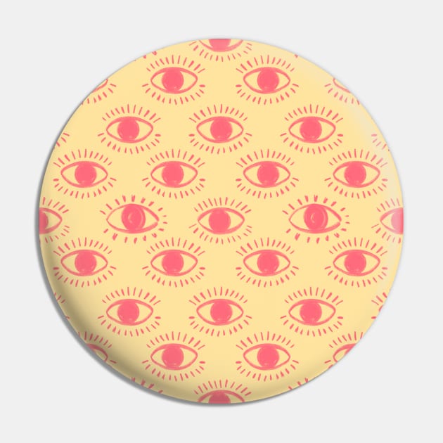 Evil Eye Pattern in Pink and Yellow Pin by haleyum