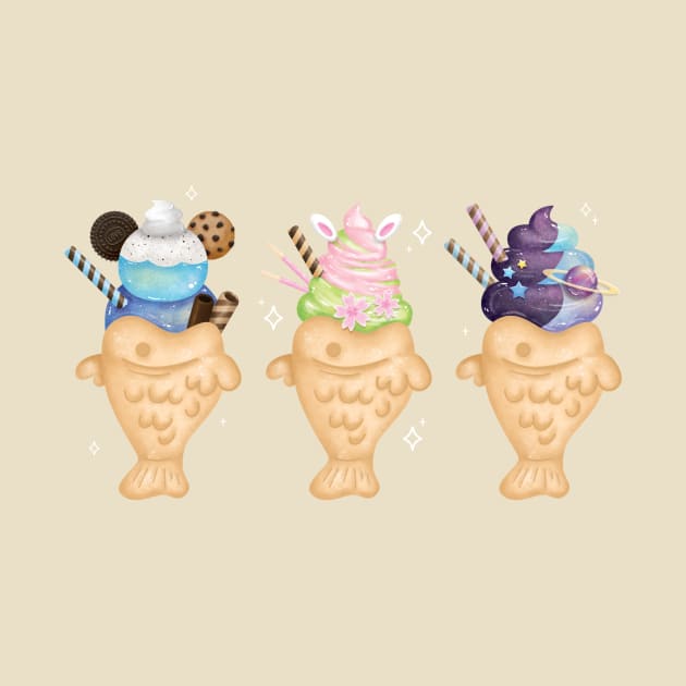 Delicious Kawaii Taiyaki Ice Cream by Maggieful Designs