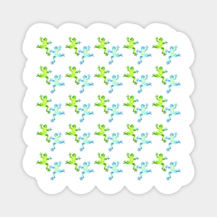 Green and Blue Dancing Frogs Magnet